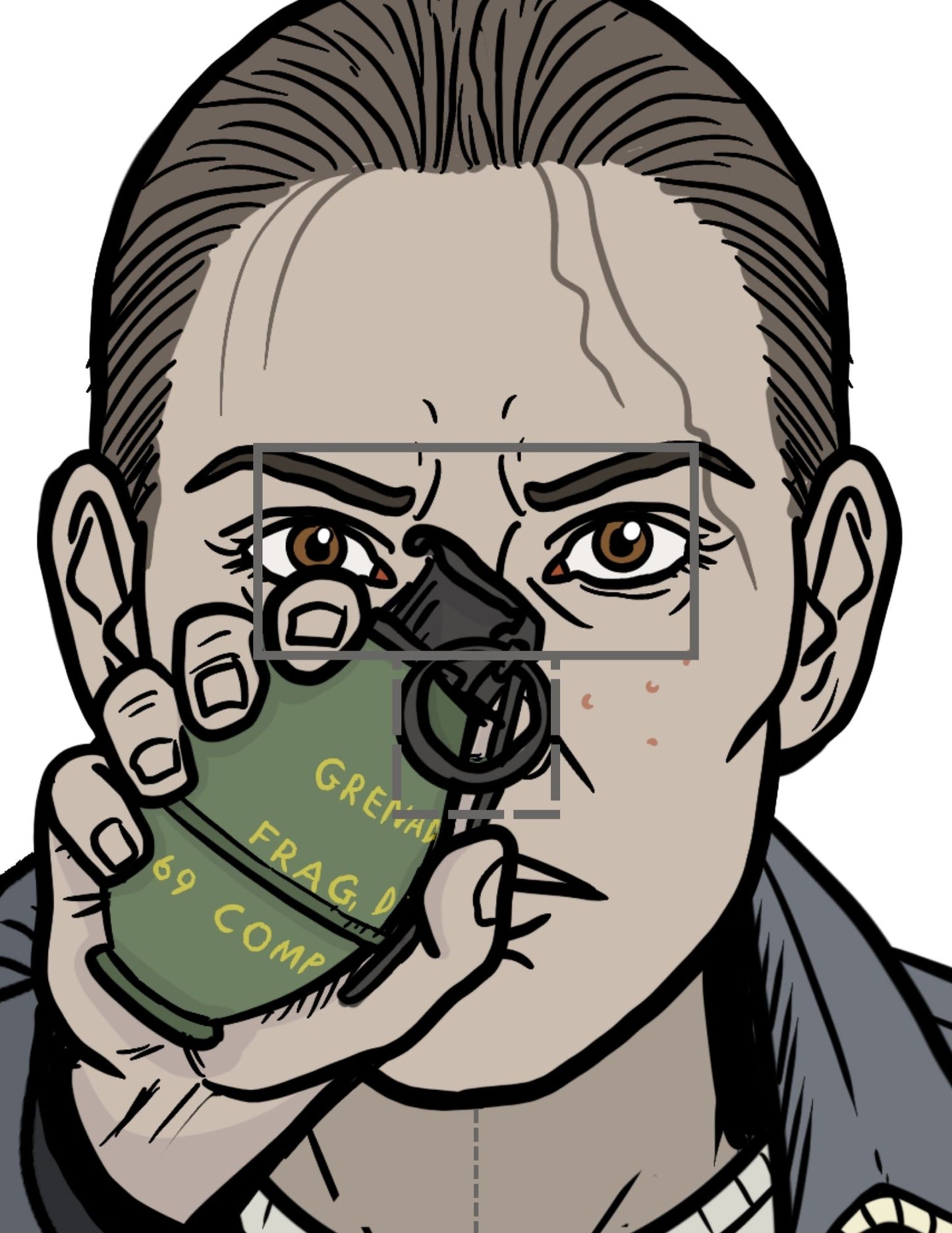 gun range target holding grenade