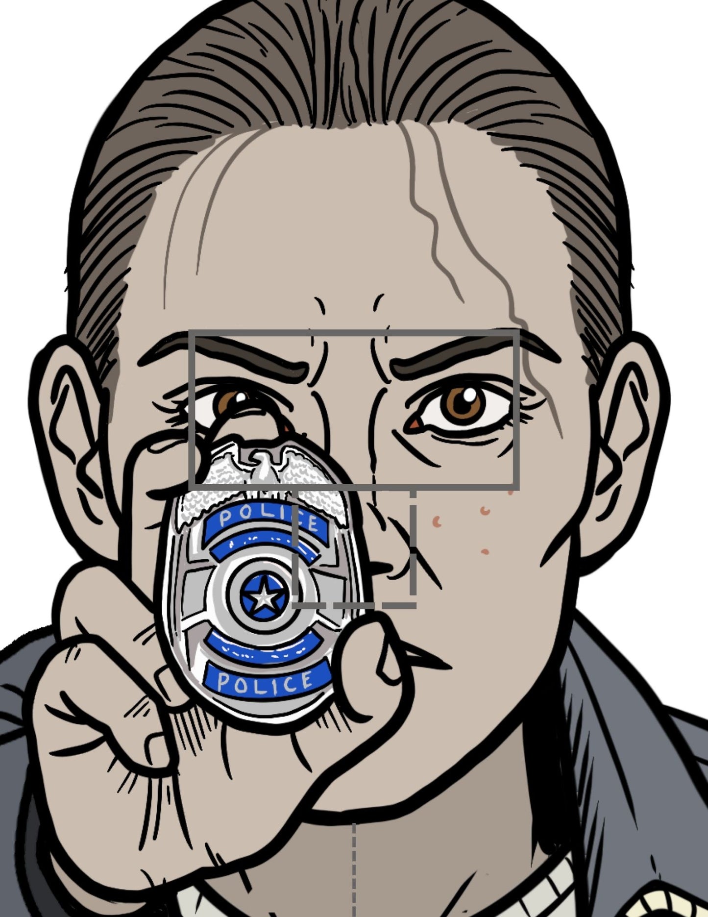 gun range target holding police badge