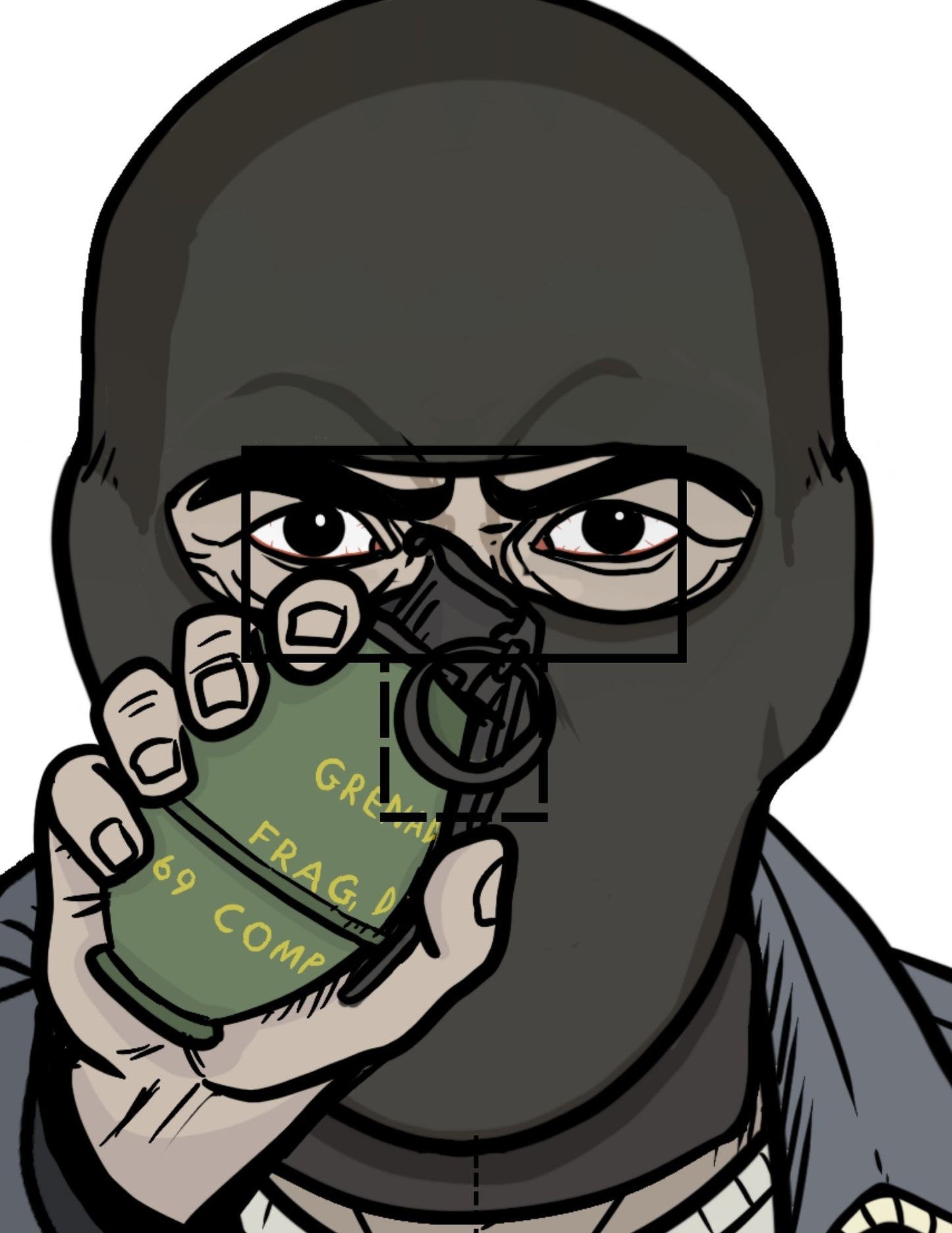 gun range target holding grenade