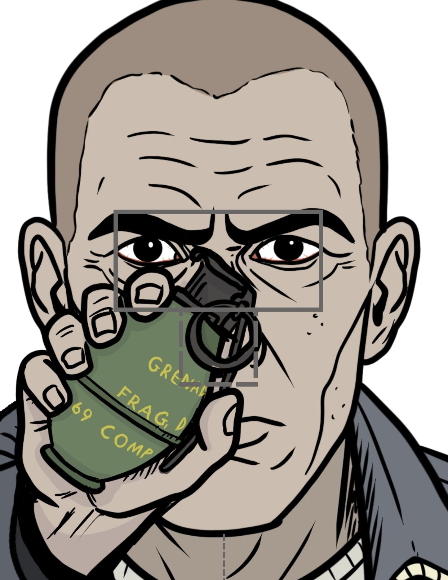 gun range target holding grenade