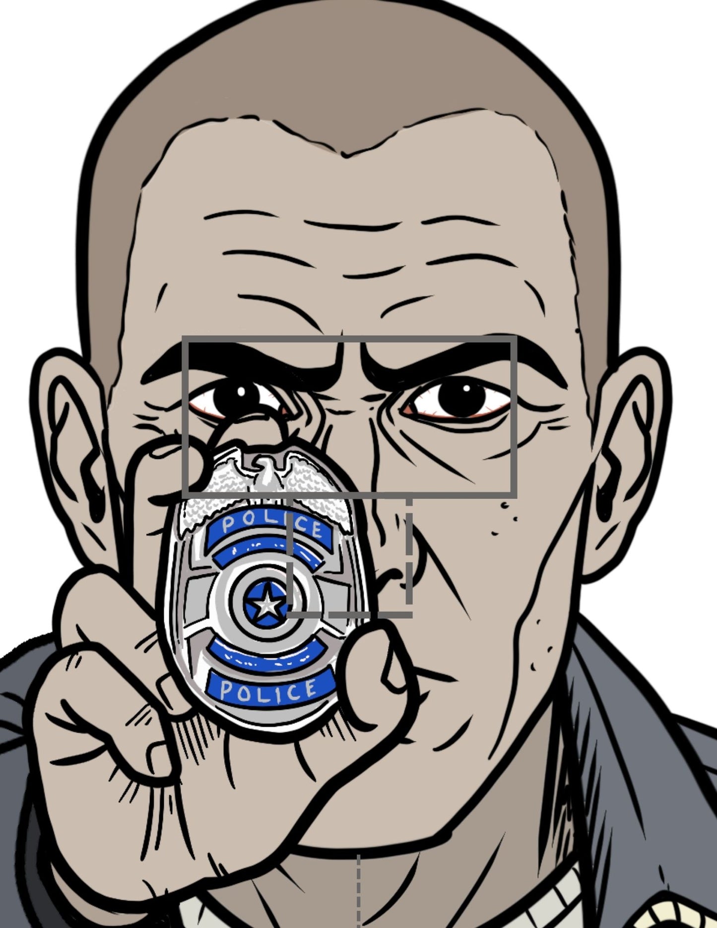 gun range target holding police badge