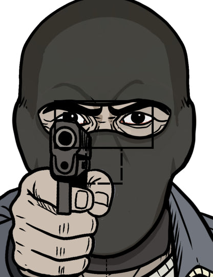 gun range target armed with a pistol